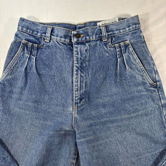 LAWMAN Mom Jeans Pleated Front Tapered Leg High Rise Blue Denim Western - Picture 2 of 11
